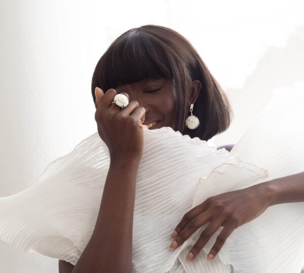 ręcznie robiona biżuteria - pierścionek i kolczyki ze srebra Motyle