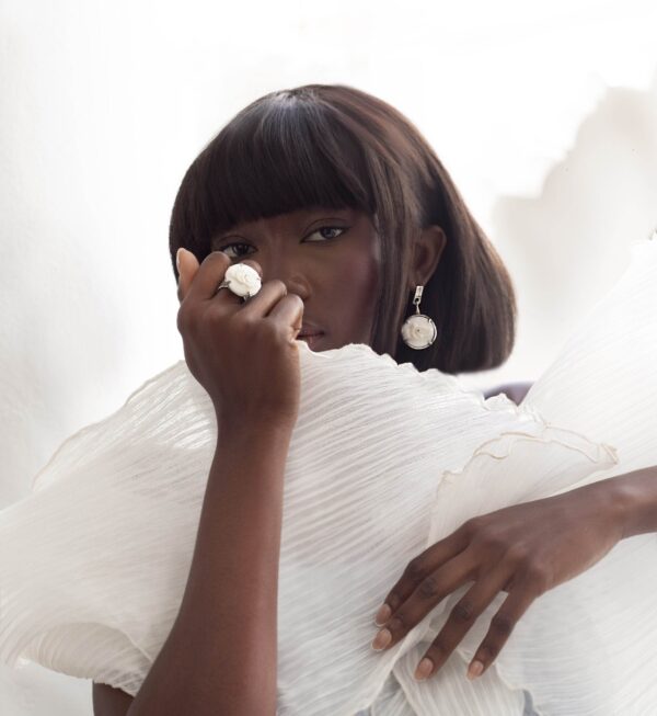 ręcznie robiona biżuteria - pierścionek i kolczyki ze srebra