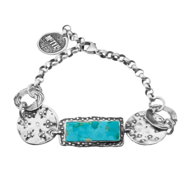 Srebrna bransoletka z turkusem z kolekcji Shambhala marki Motyle