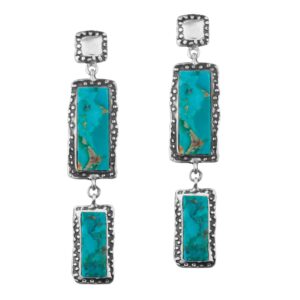 Srebrne kolczyki z naturalnym turkusem z kolekcji Shambhala marki Motyle