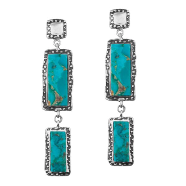 Srebrne kolczyki z naturalnym turkusem z kolekcji Shambhala marki Motyle